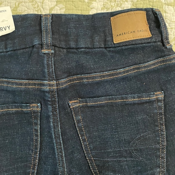 NWT American Eagle Dark Blue Jeans with Tan Stitching - Picture 5 of 11